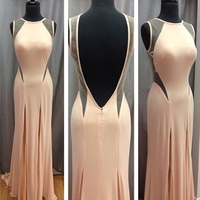 Cheap bridesmaid dress,chiffon bridesmaid dresses,tulle backless gown,custom A line chiffon bridesmaid dress,long bridesmaid dresses,15042313 - Thumbnail 1