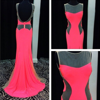 Cheap bridesmaid dress,chiffon bridesmaid dresses,tulle backless gown,custom A line chiffon bridesmaid dress,long bridesmaid dresses,15042313 - Thumbnail 2