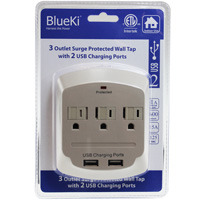 3 Outlet Surge Protector Wall Tap with Dual USB Charging Ports (2A), ETL Listed - Thumbnail 1