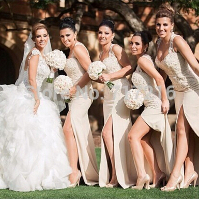 Satin bridesmaid dress,sexy sweetheart bridesmaid dresses,lace bridesmaid dresses,slit bridesmaid gown,15042409