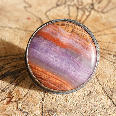 Large purple lace chalcedony & sterling silver ring by thornbird studios