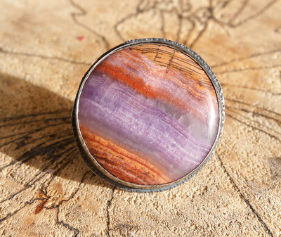 Large Purple Lace Chalcedony & sterling silver ring by Thornbird Studios