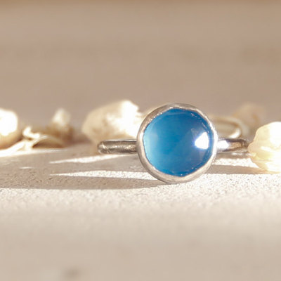 "skye" rose cut chalcedony and sterling silver ring by thornbird studios