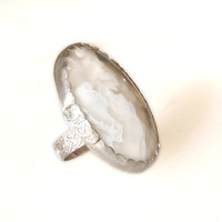 "Cloud 9" Indonesian white agate and sterling silver ring by Thornbird Studios - Thumbnail 2