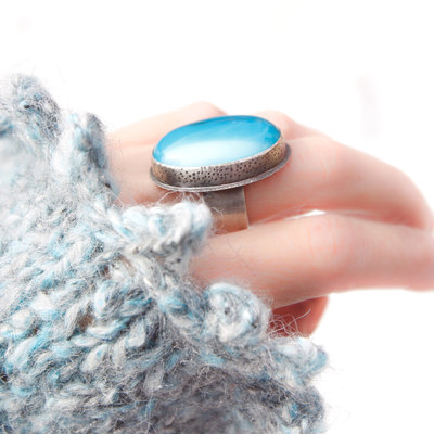 "sea nymph" blue agate and sterling silver ring by thornbird studios