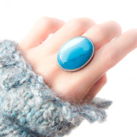 "Sea Nymph" blue agate and sterling silver ring by Thornbird Studios - Thumbnail 2