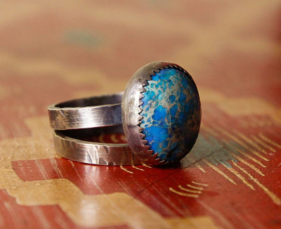 "Pale Blue Dot" Variscite and sterling silver ring by Thornbird Studios