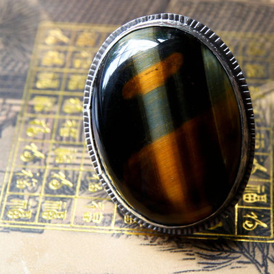 Large tiger's eye and sterling silver ring by thornbird studios