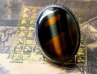 Large Tiger's Eye and sterling silver ring by Thornbird Studios