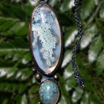 "Will o the Wisp" moss agate and silver pendant by Thornbird Studios