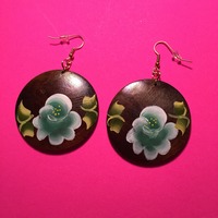 Flower Painted Earrings - Thumbnail 2