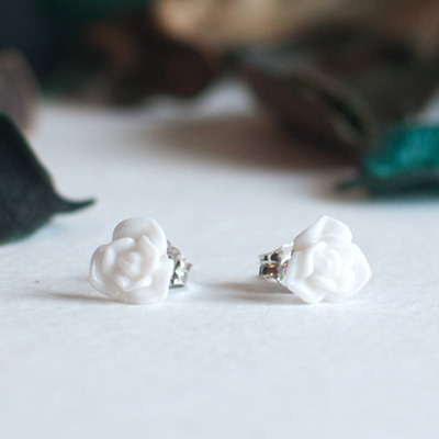 Ceramic rose earrings er0886 - Thumbnail 2
