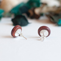 925 Sterling Silver Wood Earrings ER0874 - Thumbnail 2