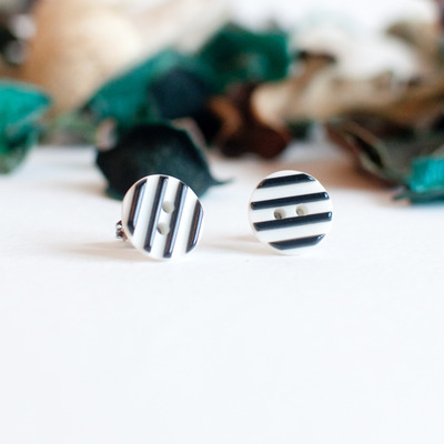 Black & white stripe earrings er0871 - Thumbnail 1
