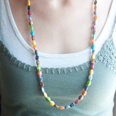 Ceramic beads long necklace nl0685 - Thumbnail 4