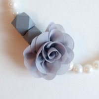 Grey Lace Flower Wedding Necklace NL0882 - Thumbnail 3