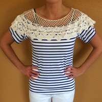 Sailor Striped Crochet Top - Thumbnail 1