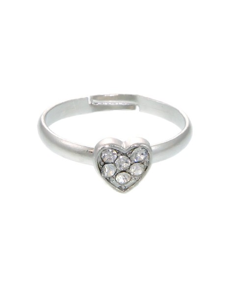 Crystal Heart Above Knuckle Ring in Silver