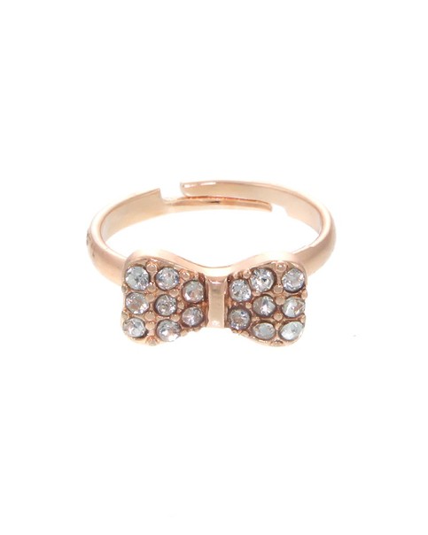 Crystal Bow Above Knuckle Ring in Rosegold