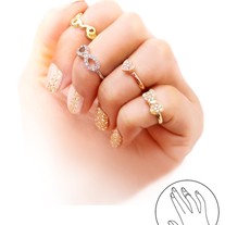 Crystal Bow Above Knuckle Ring in Rosegold - Thumbnail 1