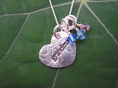 Grandma heart necklace with 3 birthstones