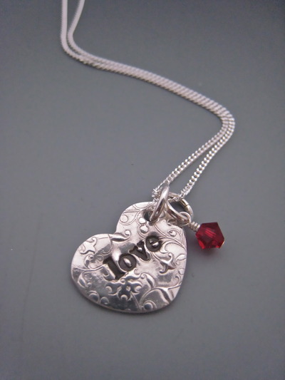 Love heart necklace with 1 birthstone
