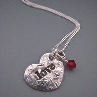Mom Heart Necklace with 1 Birthstone - Thumbnail 2