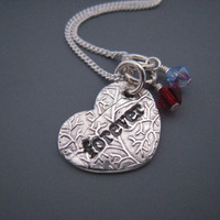 Love Heart Necklace with 2 Birthstones - Thumbnail 2