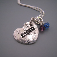 Love Heart Necklace with 2 Birthstones - Thumbnail 3