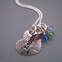 Love Heart Necklace with 5 Birthstones - Thumbnail 1