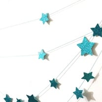 Constellation : Dark Aqua Star Sparkle Glitter Garland 10 feet