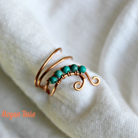 Ear Cuff with Turquoise Beads - The Half Swirl - Thumbnail 2