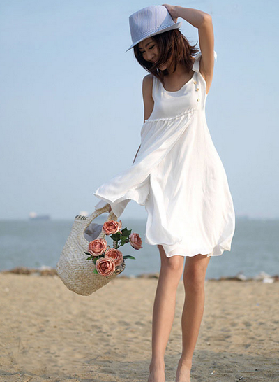 White Spaghetti Strap Beach Dress 