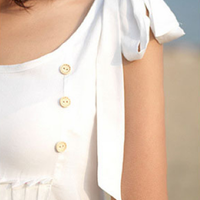 White Spaghetti Strap Beach Dress  - Thumbnail 4