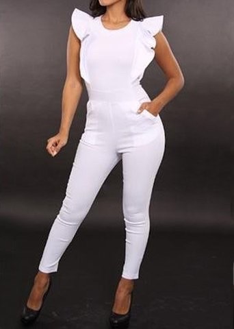 White Solid Jumpsuit