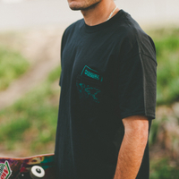 Mens Black Passport pocket world map tee - Thumbnail 3