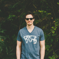 Mens V-neck world map tee Blue - Thumbnail 2