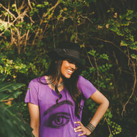 Eye Map long purple tee by artist Rohini Sen - Thumbnail 3
