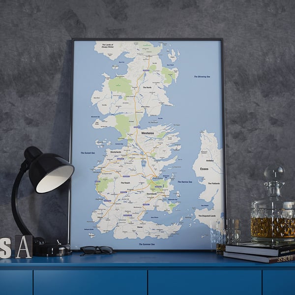 Game of Thrones Map - Westeros, Google Maps Style, Digital Map, Modern, Apple Maps