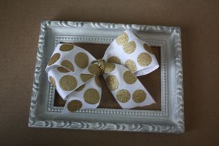 Gold Polka Dot bow on a clip or elastic! 