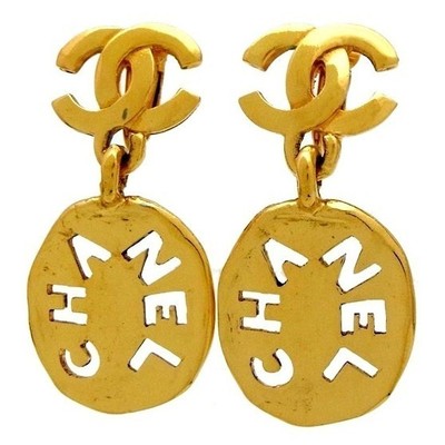 Vintage chanel logo earrings