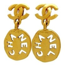Vintage Chanel Logo Earrings