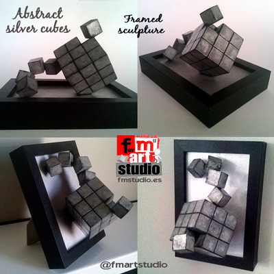 Abstract silver cubes