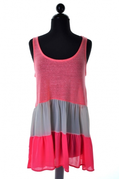 Neon Pink Color Block Tank