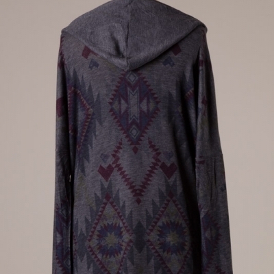 Charcoal aztec print hoodie top