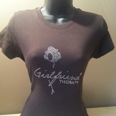 Girlfriend therapy bling tee - brown