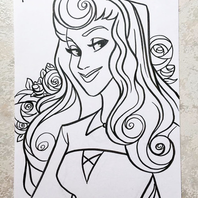 Disney pen&ink card // sleeping beauty