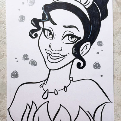 Disney pen&ink card // princess tiana