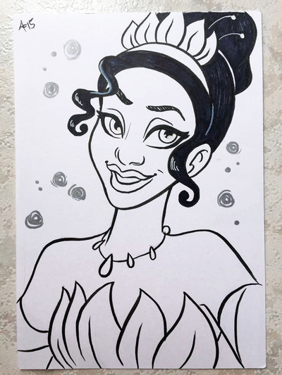 Disney Pen&Ink Card // Princess Tiana