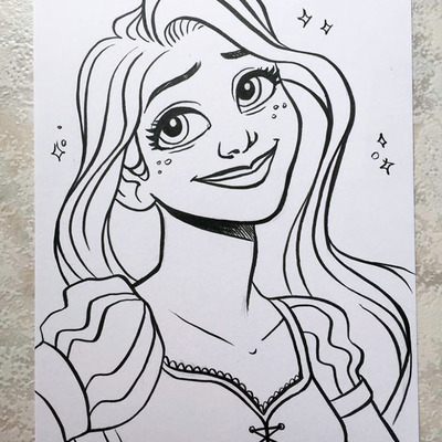 Disney pen&ink card // rapunzel tangled